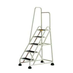    Step Ladder 5 Steps with Left Handrail 45 inch High Top Step, Beige