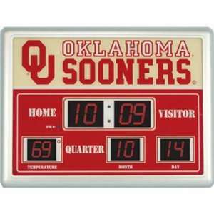  Oklahoma Sooners NCAA Scoreboard Clock & Thermometer (8.25 