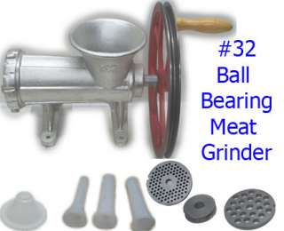 No. 32 Meat Grinder Ball Bearing Sausage Stuffer Maker 2 Plates w 