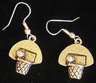 basketball goal earrings 24 karat gold plate sports 