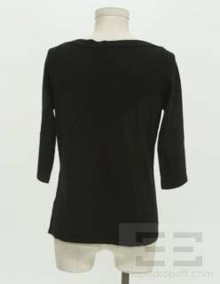 Schumacher Black Knit Bow Trim Bateau Neck Top  