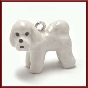  MiniPets Sterling Silver Enamel Bichons Frise Dog Charm Jewelry