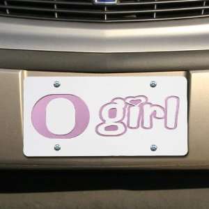  Oregon Ducks White Mirrored Girl License Plate: Automotive
