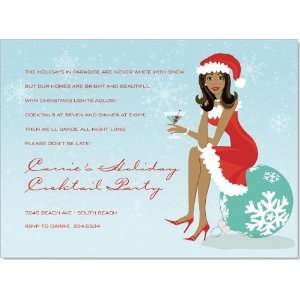  Santa Girl Snow   African American Invitations Health 