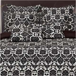 Thro Dynasty Damask Micro Plush Full/Queen Comforter Set in Black 