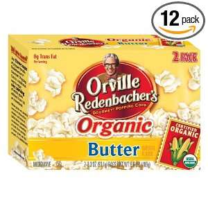 Orville Redenbachers Gourmet Microwavable Popcorn, Organic Butter, 2 