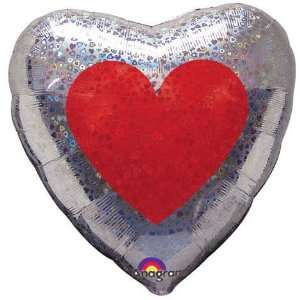  Big Red Heart Valentines Day Holographic 32in Balloon 