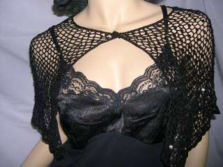 Ladies Collection XIIX Beaded Black Cape, Shawl or Wrap ~