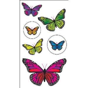   Leaves 3 D Stickers   Butterflies 6pc With Wire 
