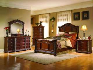 Catalina King Bedroom Set Mediterranean Cherry Marble  