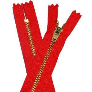  11 YKK Pants Brass Zipper #4.5   Hot Red 519 (1 Zipper 