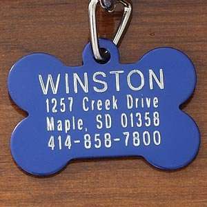    Custom Personalized Pet ID Tags   Large Blue Bone: Pet Supplies