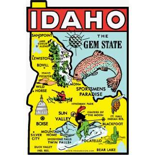  Fridgedoor Idaho State Map Travel Decal Magnet: Automotive