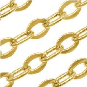  Bright 22K Gold Plated Flat Oval Cable Chain 6mm   Bulk By 