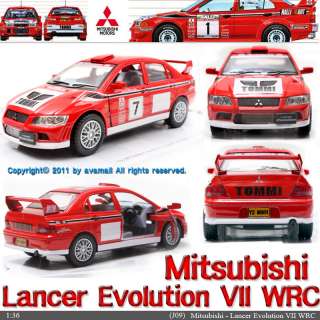   Evolution VII WRC 1:36, 5 Diecast Mini Cars Kinsmart No:J09  