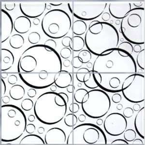  White Glass Tile w/ Black Bubble Pattern Multiple Colors 