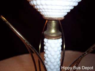 Mid Century Modern Atomic Sputnik White Hobnail Milkglass Lamp