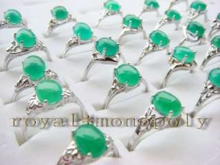Wholesale lots of 20pieces Malaya Jade silver rings  