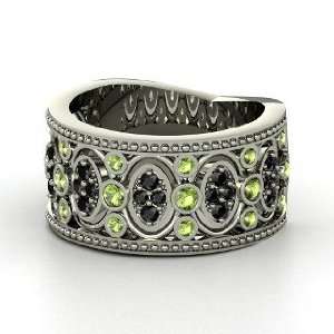   , Sterling Silver Ring with Green Tourmaline & Black Diamond Jewelry