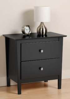 Berkshire Bedroom 2 Drawer Night Stand Table  Black NEW  