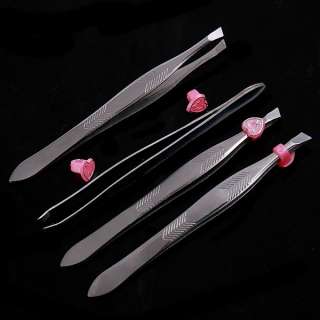 High quality Stainless Steel Slanted Eyebrow Tweezers Hair Removal 