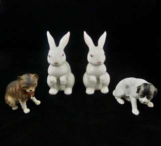  FITZ and FLOYD Rabbit Pair FIGURINE Cat DOG Ceramic ANIMALS Lot  