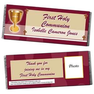  Communion Cup Personalized Photo Candy Bar Wrappers   Qty 