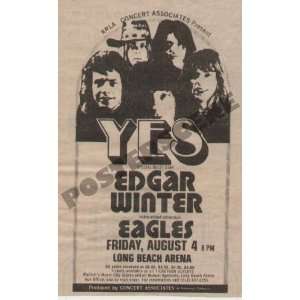   The Eagles Yes Edgar Winter Newspaper Concert Ad 1972
