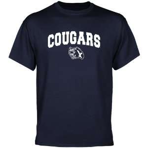  BYU Cougars Navy Blue Logo Arch T shirt: Sports & Outdoors
