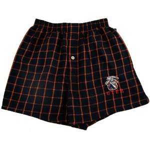    UTEP Miners Navy Blue Plaid Flannel Boxer Shorts