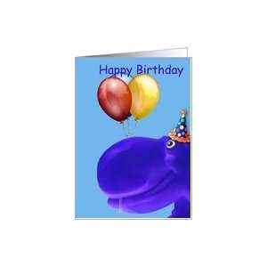  Happy Hippo Blue Birthday Card Card: Toys & Games