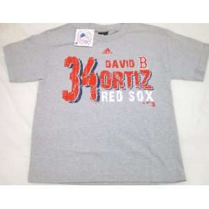 MLB Adidas Red Sox David Ortiz Youth T Shirt Large Grey:  