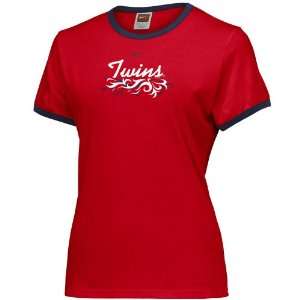  Nike Minnesota Twins Red Ladies Ace Ringer T shirt: Sports 
