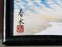 Original Signed Japanese 3 Hand Painted Framed Tiles  