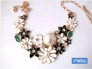 Premier Jewelry White & Black Bloom Vintage Necklace  