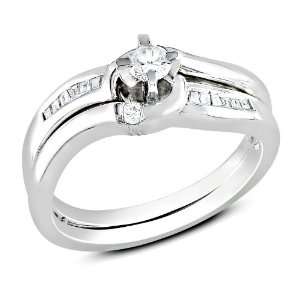  Sterling Silver 1/4 CT TDW Diamond Bridal Set Ring (G H 