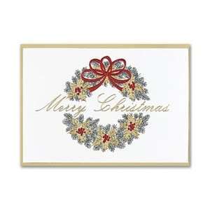  Masterpiece Merry Christmas Wreath Card   (1 Box): Office 