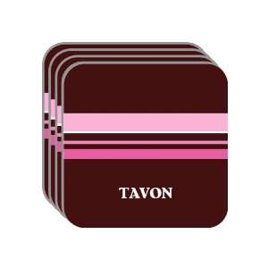 Personal Name Gift   TAVON Set of 4 Mini Mousepad Coasters (pink 