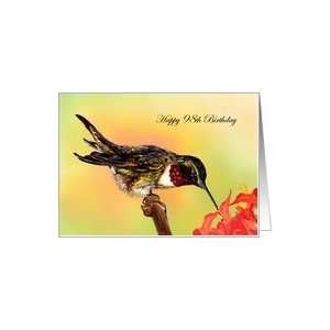   98 Years Old Hummingbird and Flowers Birthday Cards Card Toys & Games