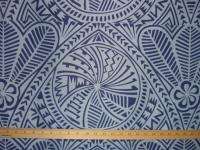 Hawaiian blue tapa print Poly/cotton blend Fabric #158A  