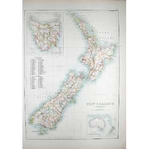  BLACKS MAP 1890 NEW ZEALAND AUSTRALIA TASMANIA STEWART 