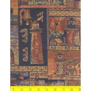  54 Wide Tapestry Lighthouses Red Fabric By The Yard 