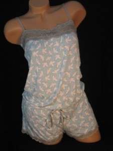 New PJ SALVAGE Lt Blue Lacy Modal 1 Pc Romper Outfit M  