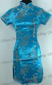 Wedding Cheongsam Mini Dress Lake Blue L10C  