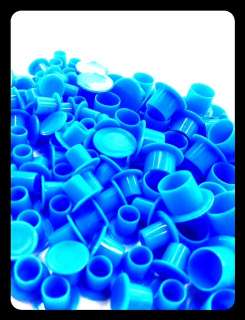 100 X BLUE NO HOLDER FLAT BASE TATTOO INK CAPS CUPS  