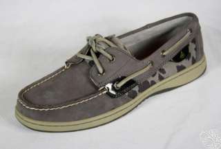 SPERRY Top Sider Bluefish Graphite / Cheetah Womens Loafers Boat Shoes 