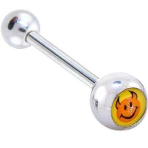  Red Devil Logo Barbell Tongue Ring: Jewelry