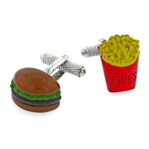  Burger and fries cufflinks with presentation box Jewelry