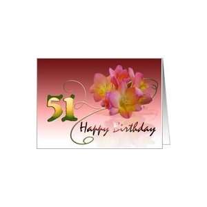  Happy 51st Birthday Oleander Flower curly coil pink flower 