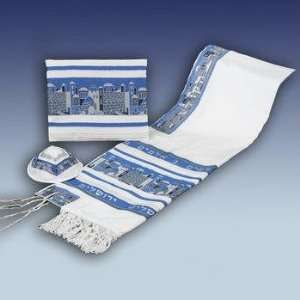  Blue Jerusalem Dacron Wool Talit & Bag